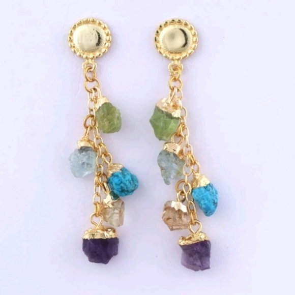 Multi stone drop earrings - Picture 4 of 5